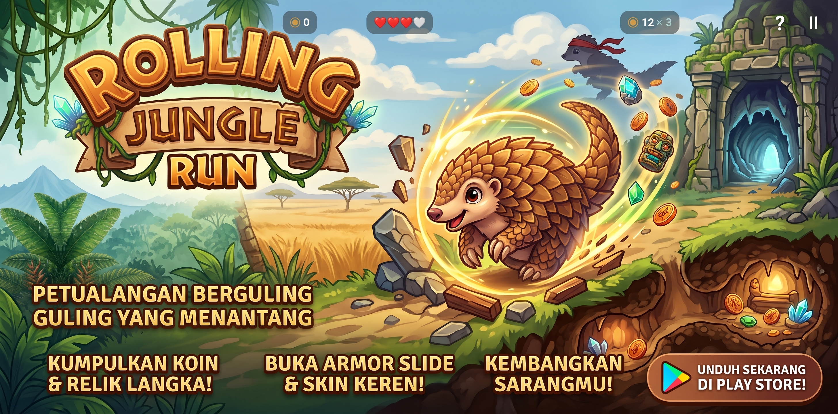 Dunia petualangan Rolling Jungle Run